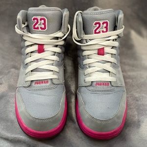 Nike AIR Jordan Girls Basketball Shoes Gray Pink